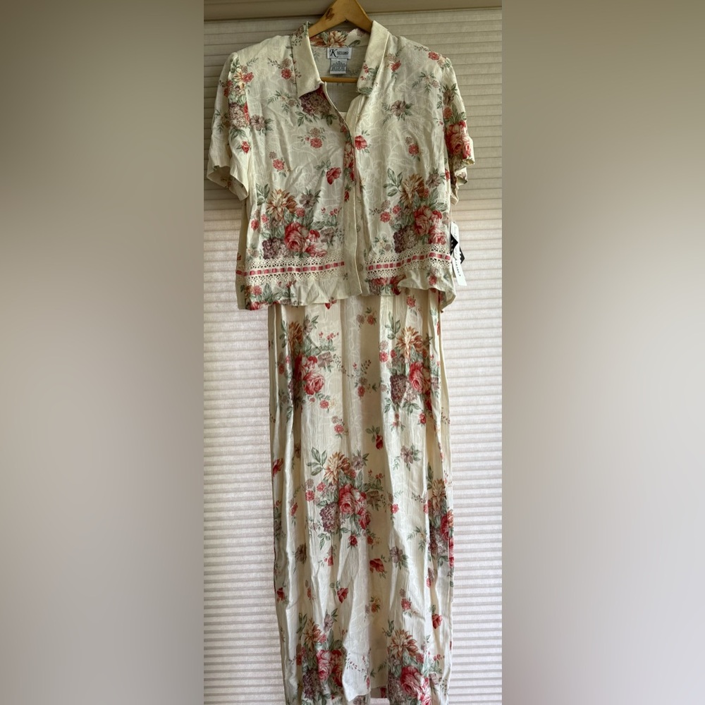K Studio Two Piece Dress Set Floral Cottage Core Women’s Size 14